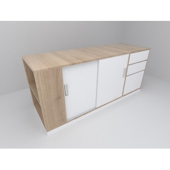 Armário Credenza Porta correr 2 gavetas e 1 gavetão - Armario_Credenza_complem_porta_correr_1